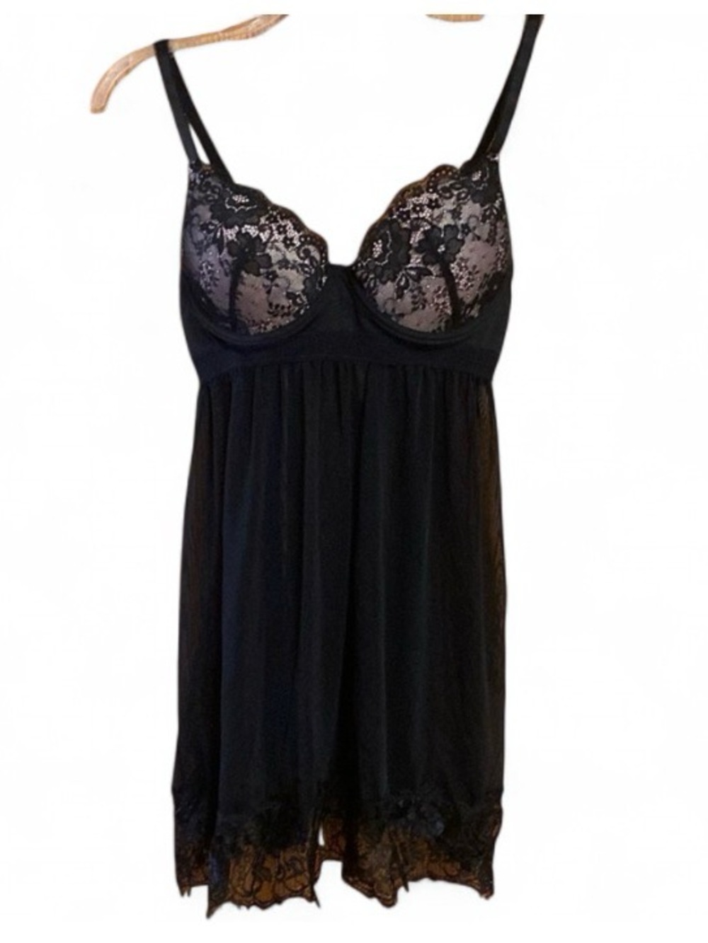 Daisy Fuentes Women’s Black Babydoll Lingerie Nightgown, Size M NWOT